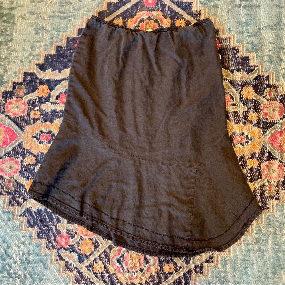 Black Asymmetrical Linen Skirt, Size 8